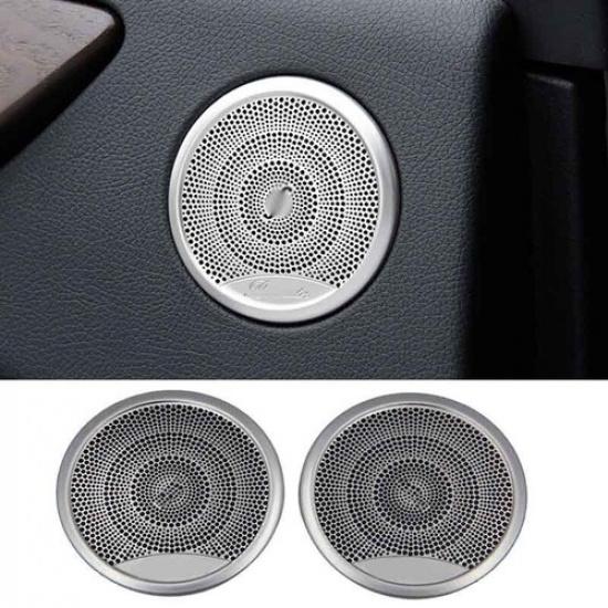 For Benz GLS 2016- 2PCS Silver Steel Cover Trim Inner Door Speaker Frame