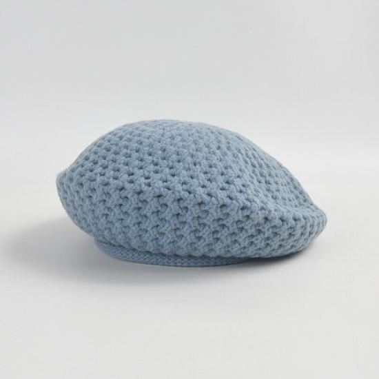 Lady Elastic Knitted Beret Hat Trendy Hollow Out Hat Lightweight Painter Cap Hat