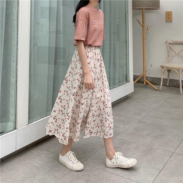 A-line Floral Fairy Midi Skirt - Ethereal Forest Style, Fresh & Light, Summer 2023