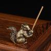 Cute Brass Squirrel Ornament Solid Copper Statue Figurines Brass Squirrels Nuts Tea Pot Incense Holder Desk Decoration