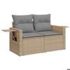 Exclusive House - Garden Furniture Set with Cushions 6 Pcs Beige Woven Resin