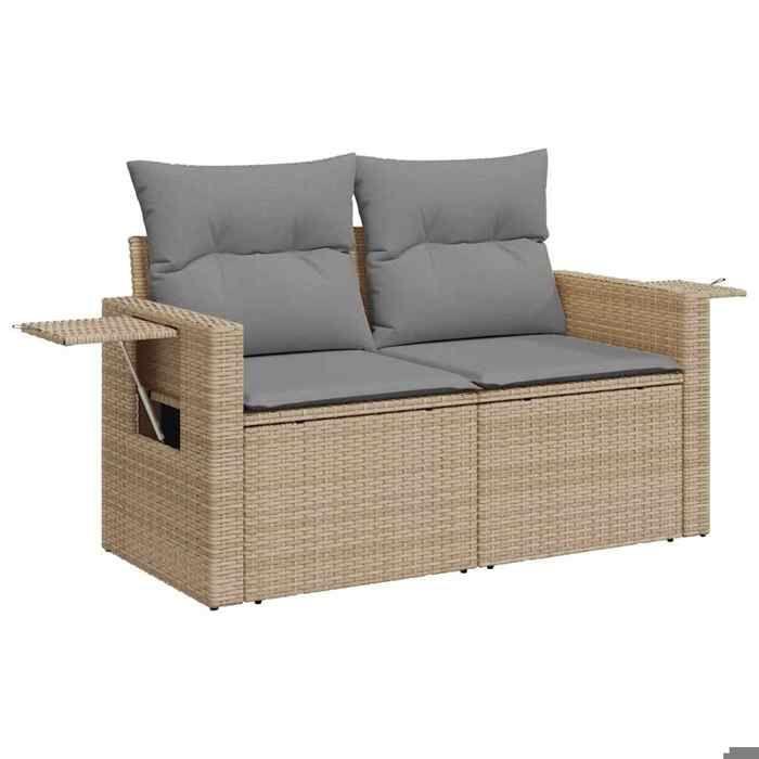 Exclusive House - Garden Furniture Set with Cushions 6 Pcs Beige Woven Resin