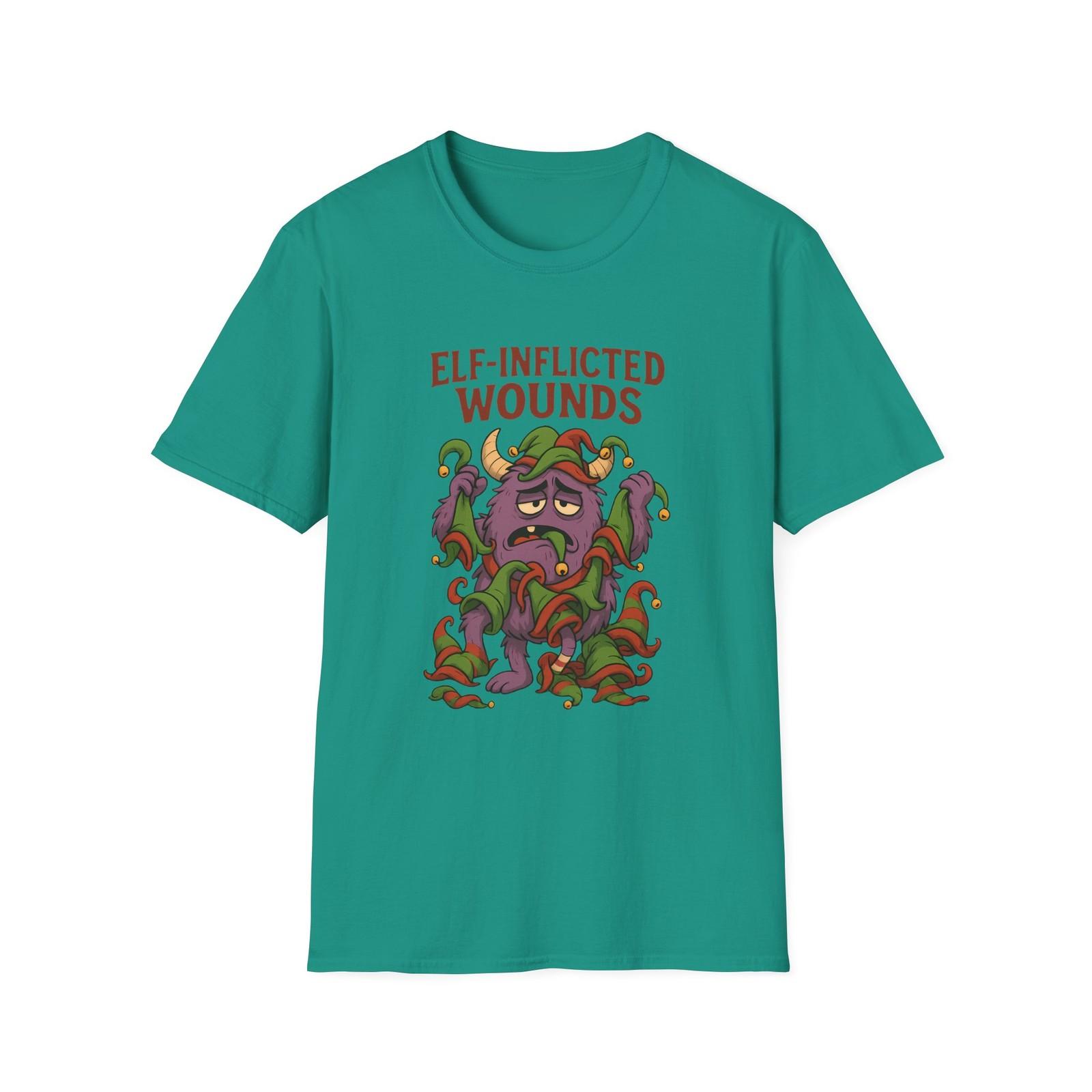 Unisex Softstyle T-Shirt Mens Womens Tees Top Funny Christmas Monster Tangled in Elf Hats L