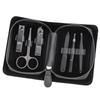 Business Style Nail Care Set: Carbon Steel Nail Clippers, PU Leather Case, Nose Hair Trimmer, Eyebrow Tweezers, Nail File