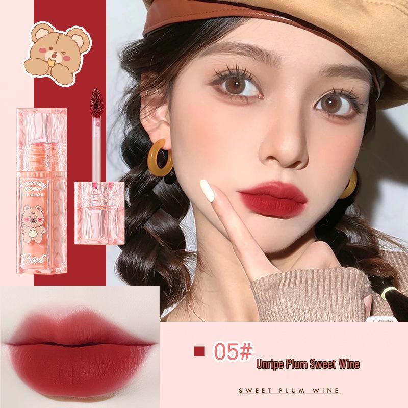 Baxi Cute Milky Bear Matte Lip Mud - Non-Transfer, Vibrant & Everyday Wear Lip Glaze