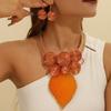Collier Boucles d'oreilles Feuille Cristal Fait main Vintage Statement Collier Bib Bohème Bijoux Africains Cadeaux