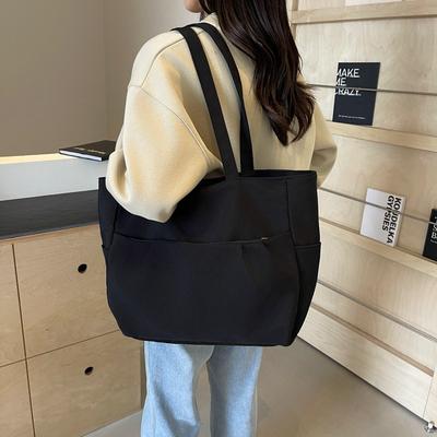 Bag Women's 2025 Autumn New Large Capacity Tote Bag Retro Simple Canvas Bag Commuter Casual Messenger Bag Tide