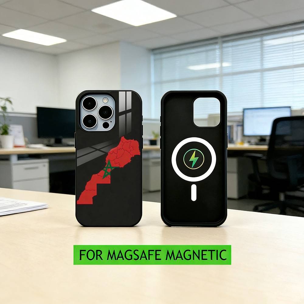Morocco Flag Phone Case For iPhone17,16,15,14,13,12,11 Plus,Pro Magnetic For Magsafe Wireless Charging