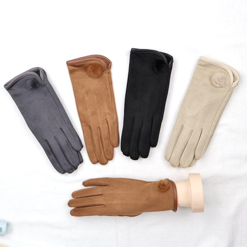Women Winter Warm Breathable Padded Gloves Plush Cotton Gloves Cold Resistance Thickened Padding Bicycle Touch Screen Gloves
