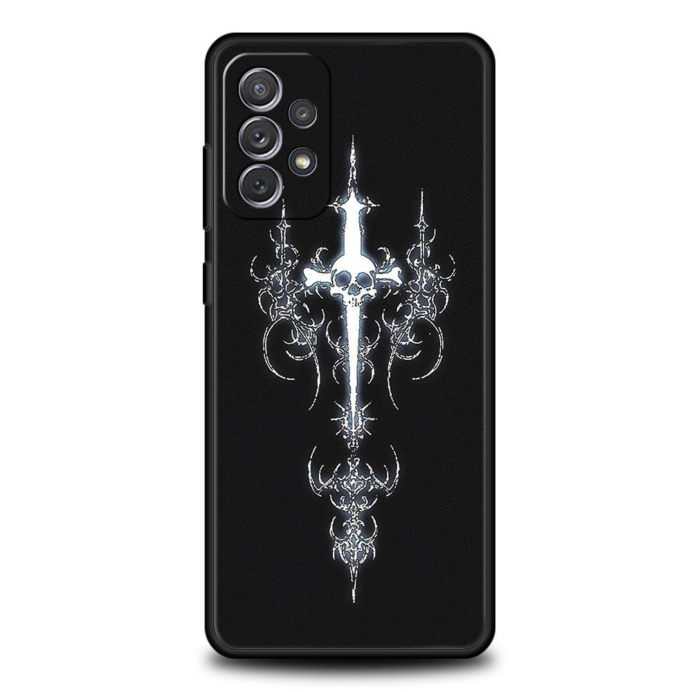 

Phone Case for Samsung Galaxy A13 A15 A17 A07 A21S A22 A23 A25 A31 A73 A32 A52 A52S A41 5G Soft TPU Shell Cyber Sigil Cross Line Samsung A52s 5G