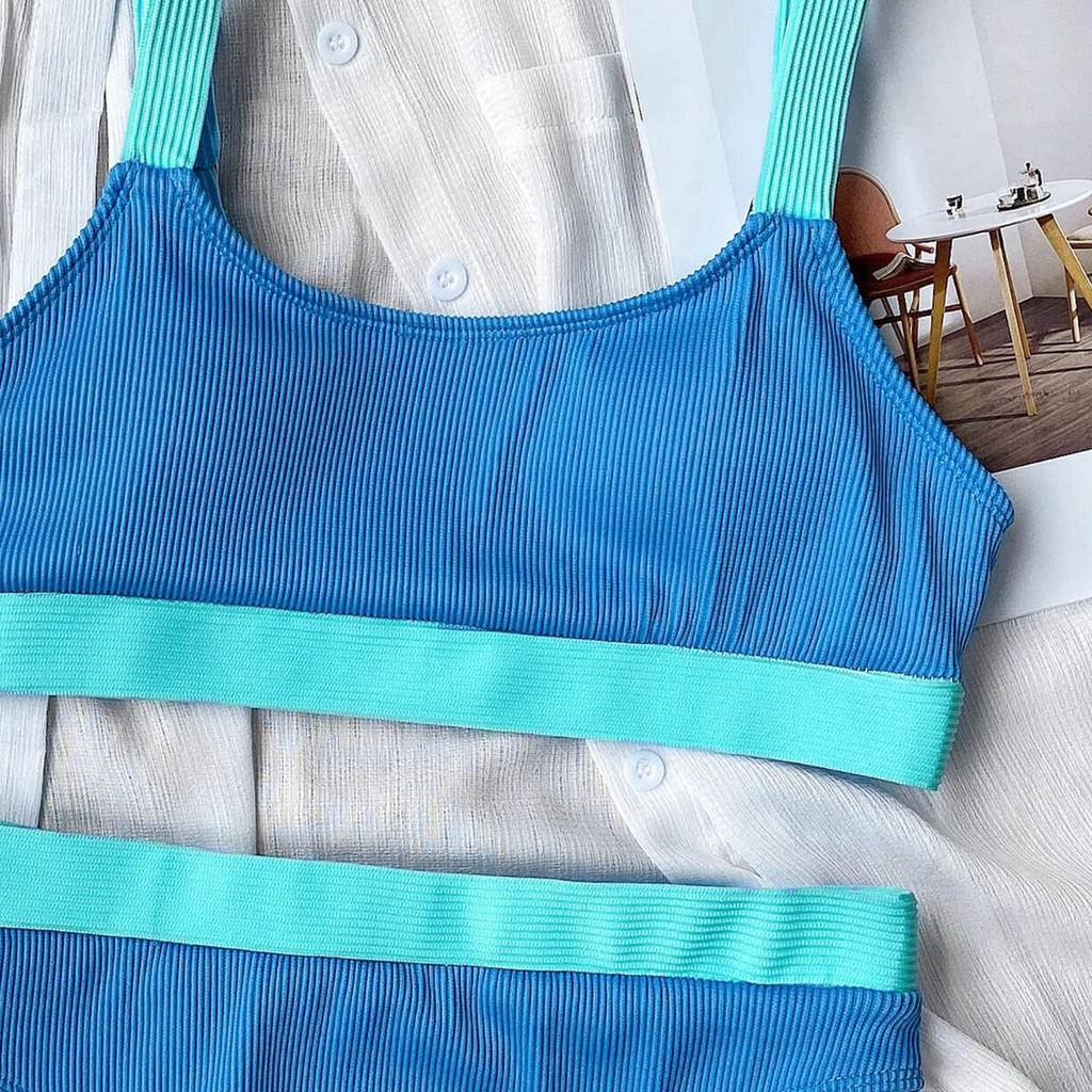 2021 Neuer Europäischer & Amerikanischer Gerippter Einfarbiger Damen Bikini Bademode B169