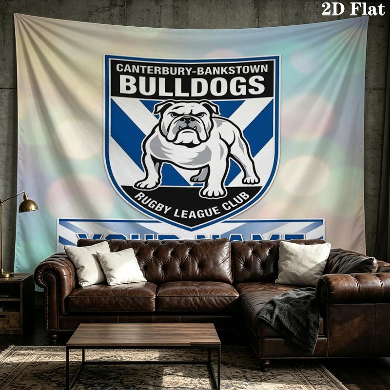 Custom Name Footscray Bulldogs Printed Tapestry – Wall Hanging for Bedrooms, Dorms, and Home Decor