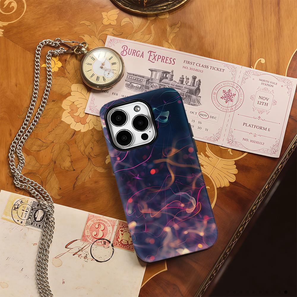 Neon Light Swirl Phone Case for IPhone 17AIR 16E 16 15 14 13 12 11 17 Pro Max Plus Double-layer Back Cover