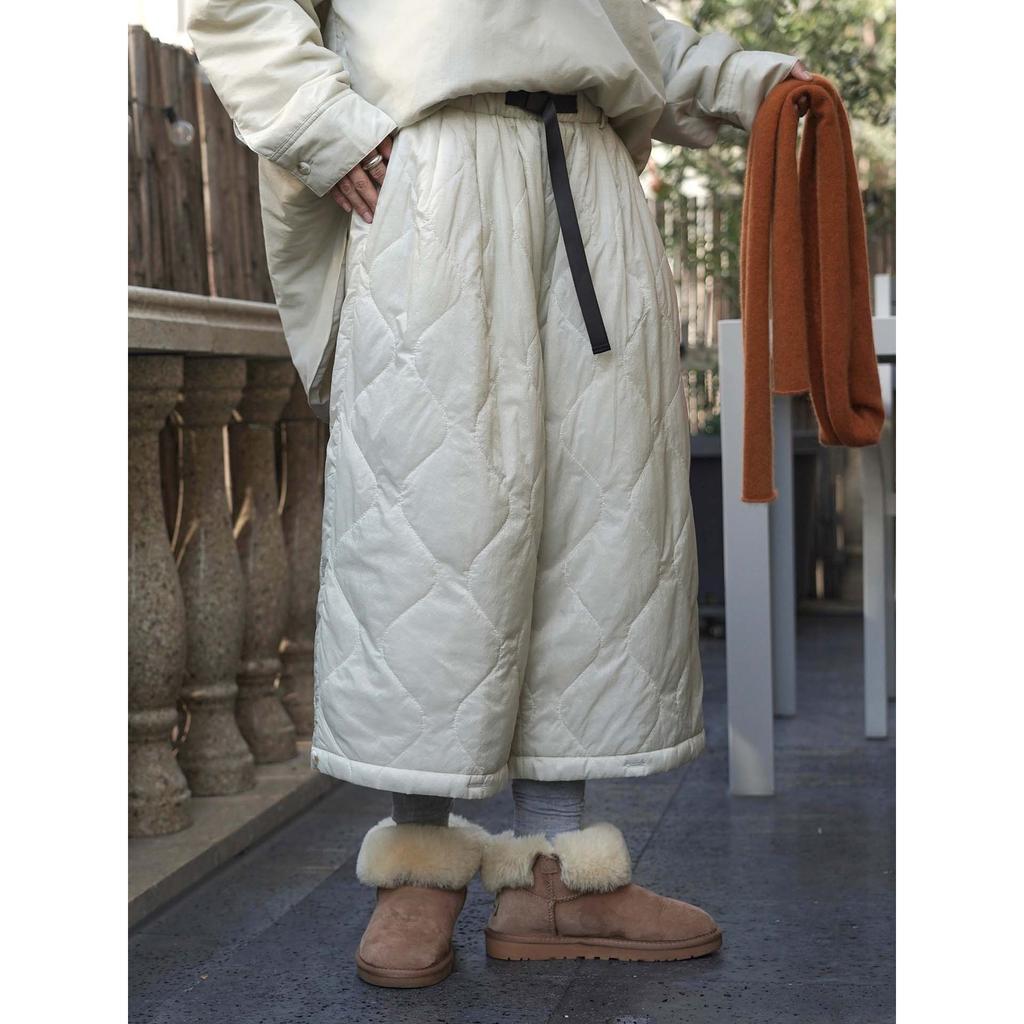 Johnature Winter Korean-style Simple Elastic Waist Cotton-padded Casual Cropped Pants Loose Comfortable Women Casual Pants