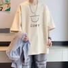Unisexs Tshirt With Simple Japanese Graffiti Style 100 Pure Cotton Printed Pattern Loose Casual And Comfortable