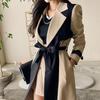 2026 British-Style Women's Windbreaker: Korean Suit Collar, Color-Block Belted Jacket