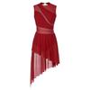 Frauen Lyrical Dance Kleid Strass Sheer Mesh Tüll Flowy Trikot Eiskunstlauf Tanz Kostüm