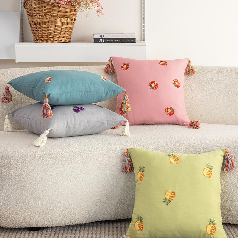 Simple Solid Color Pillow Sofa Living Room Pillow Bedside Office Pillow Case Core Cushion Waist Cushion