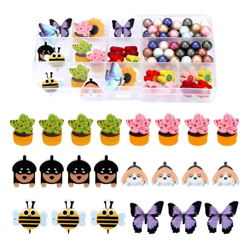 Butterfly Tacks Flower Push Pins Practical Map Push Pins Dog Poster Pins Decorative Push Pins School Office Supplies
