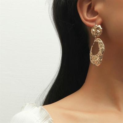 Exaggerated Irregular Geometric Hollow Round Oval Ellipse Metal Pendant Earrings For Women Brincos Jewelry Party Pendientes Gift