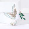 Enamel Peace Dove Biting A Willow Branch Brooch for Women Unisex Animal Pins Event Party Backpack Decoration Clothes Accessories