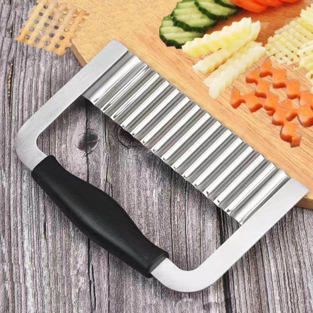 Non-slip Handle Wavy French Fries Cutter Stainless Steel Potato Chopper Crinkle Cutter  Vegetable