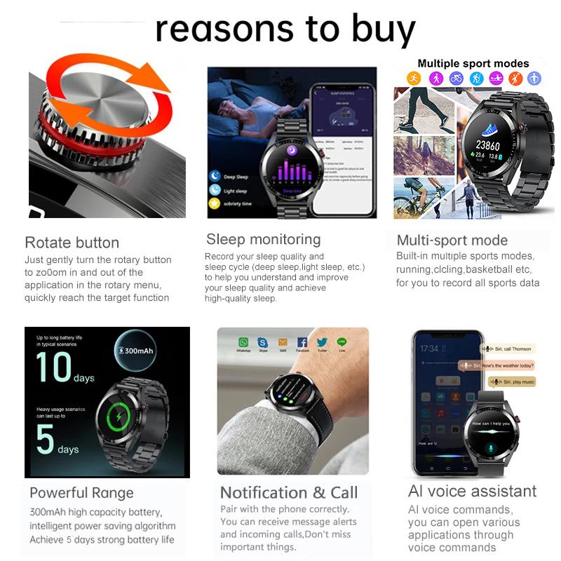 8g Ram 454*454 Hd Screen Men Smart Watch Always Display The Time Bluetooth Call Local Music Smartwatch For Android Ios Clock