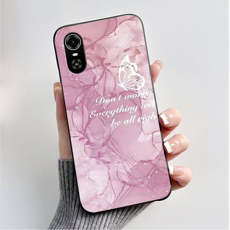 For ZTE Blade A33S Phone Cases Soft Silicone Back Cover For ZTE Blade A 33 S Case Fashion Flower Black TPU Shell Coque A33S Capa