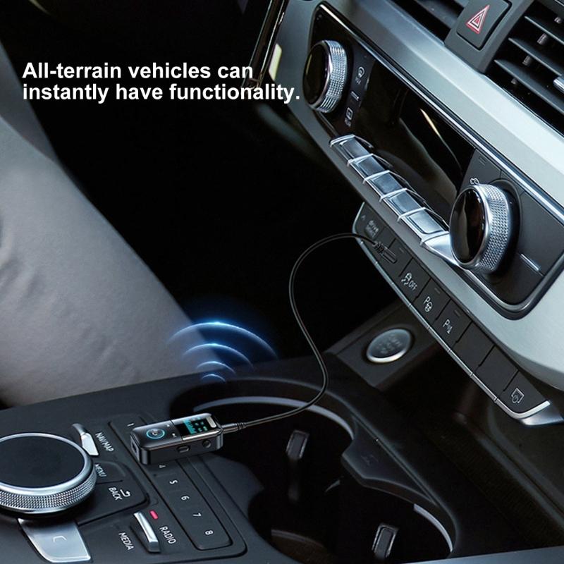 Multifunction Bluetooth-compatible Converter Transmitter Receiver LED Display Screen 3.5mm Audios Jacks For Automotive Use
