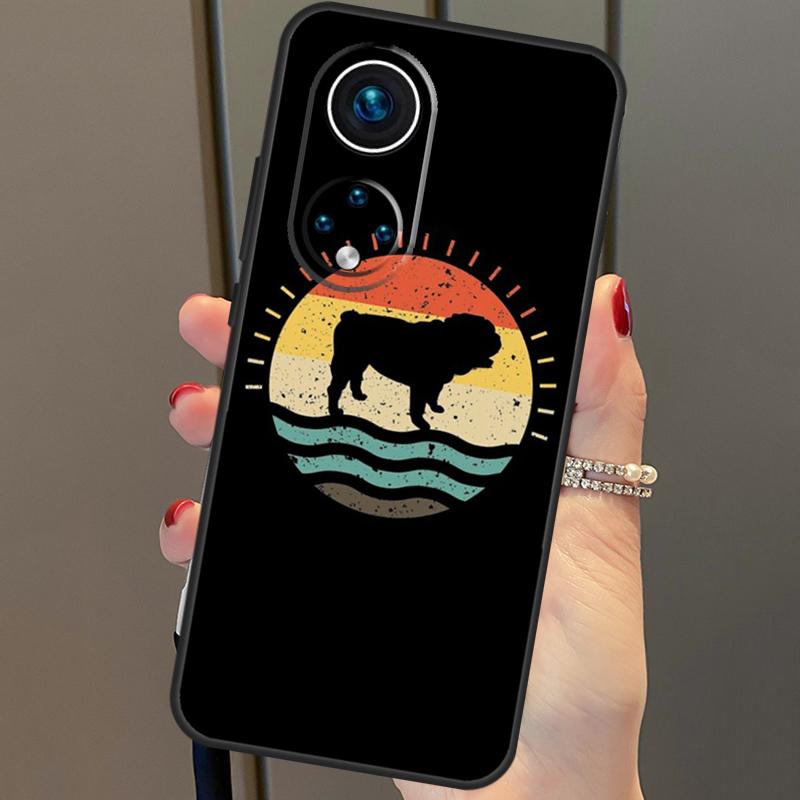 English Bulldog Heartbeat Cover For Honor 50 Lite Case For Huawei P20 P30 P40 Pro Nova 9 5T P Smart 2021 8X 9X 10i