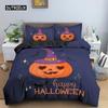 Happy Halloween King Queen Duvet Cover Orange Pumpkin Bedding Set Kids Teens Adults Bats Horror Festival Polyester Quilt Cover