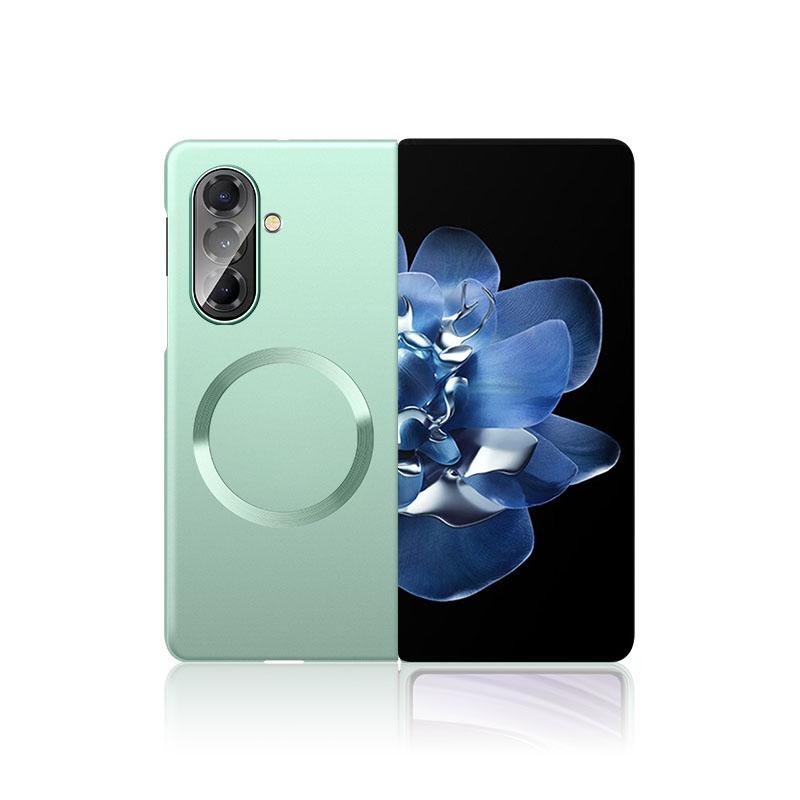 For Magsafe Magnetic Wireless Charging Solid Color Plating Not Border Phone Case For Samsung Galaxy Fold 6 5 4 3 Bumper Cover
