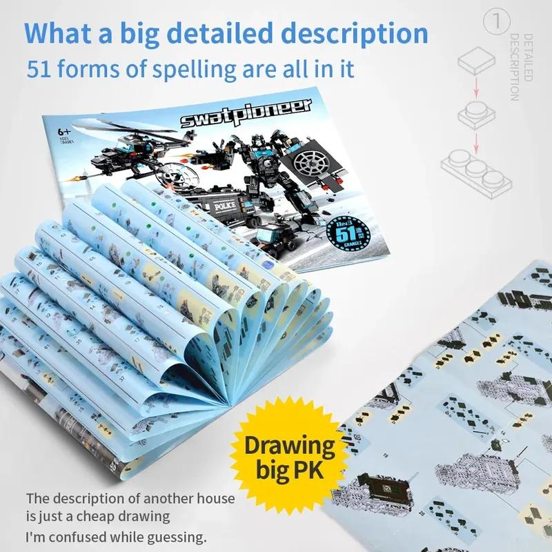 1000 PCS City Police Station Car Headquarters Building Blocks Truck SWAT Figure WW2 Military Bricks Toys for Children Kids