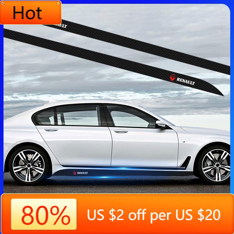 Interior Stickers For Renault Megane 2 3 4 Twingo Clio Talisman Captur Trafic RS 2PCs Car Door Side Skirt Car Body Decal Carbon