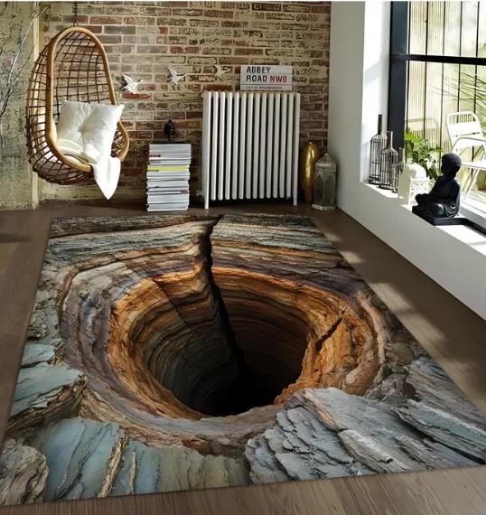 3D Illusion Rug Deep Hole Design Gaming Room Home Living Room Bedroom Home Decoration Carpets