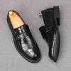 Fashion Fashion New Men Alligator Pattern Patent Leather Shoes Male Casual Wedding Dress Flats Loafers Homecoming Prom Zapatillas Hombre