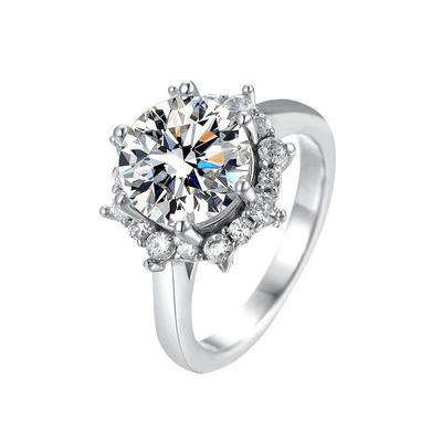 Luxury 3.5 Carat Moissanite Diamond Jewelry S925 Sterling Silver Wedding Ring For Women Flower Shaped Design Size5-9