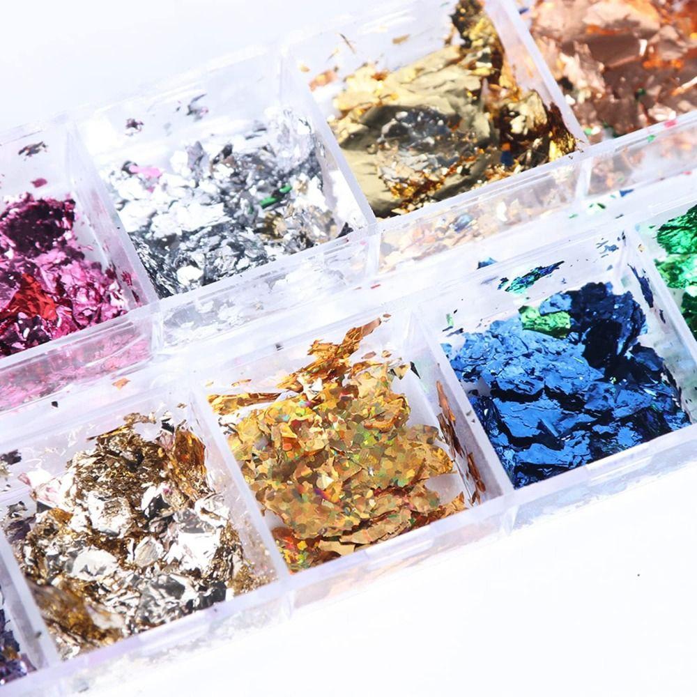 Sparkly Nail Glitter Foils Aluminum Foil 3D Nail Charms Decorations Nail Sequins for Women Girls