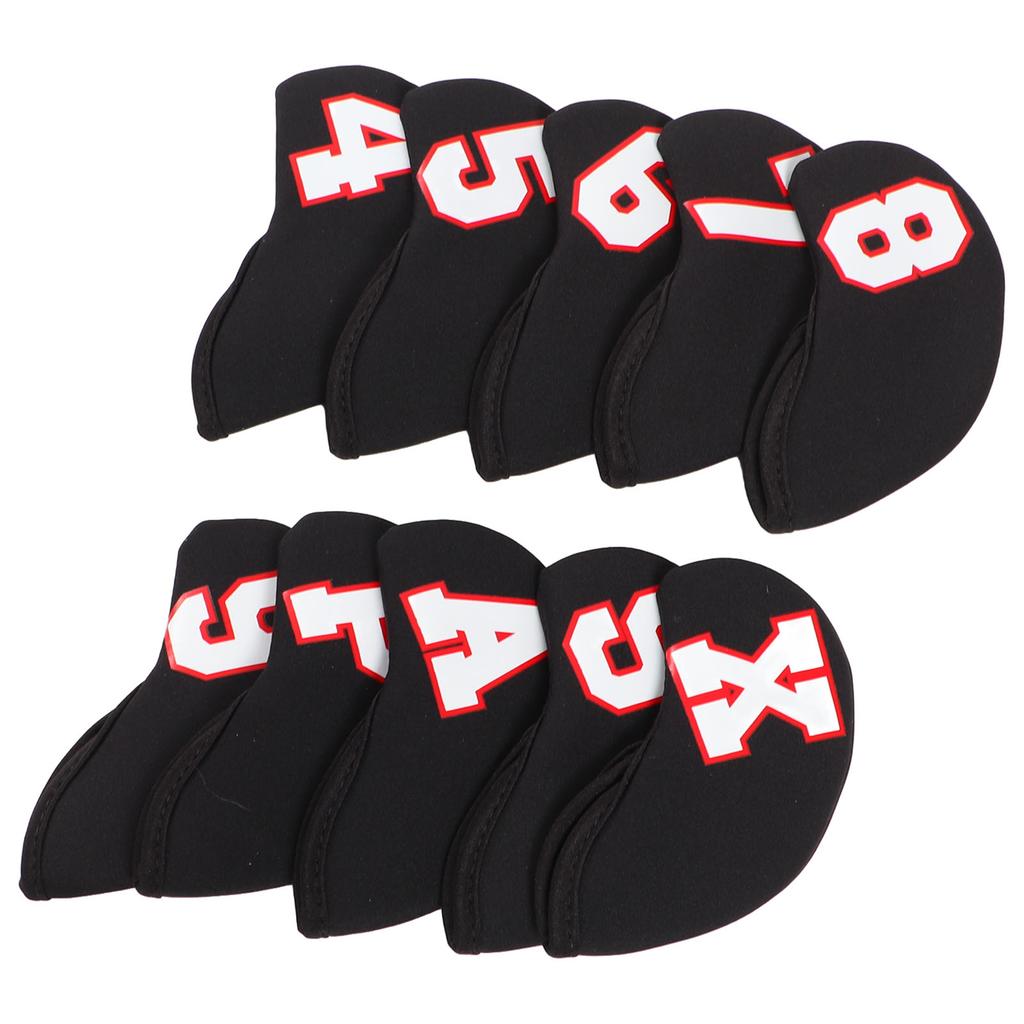10PcsSet Number Golf Iron Head Cover Set Neoprene Golf Club Iron Protective HeadcoverBlack