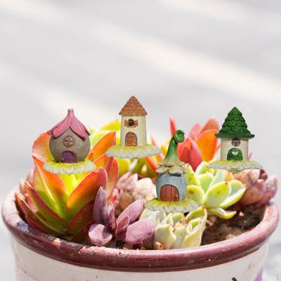 4 Piezas Estatuas de Casa y Jardín Muñecos de Resina Decoración de Casa de Muñecas Miniaturas para Patio Césped