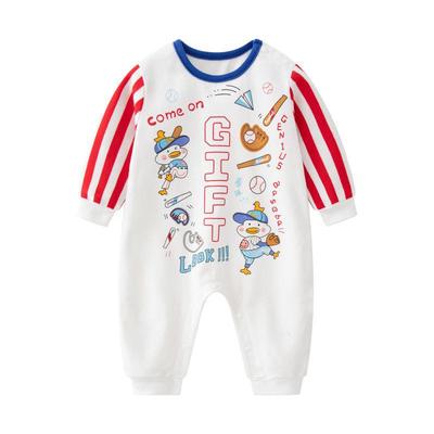 Vier Jahreszeiten Baby-Body - Cartoon-Druck, Langarm, Kletteranzug aus reiner Baumwolle