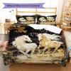 Horses Painting Pattern Bedding Quilt Set Quilt Cover Pillowcase Home Decoration Birthday Gift (1 * Duvet Cover + 2 * Pillowcase, Without Core)
