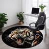 1pc Tiger Roar Print Carpet, Round Non Slip Durable Large Size Office Carpet, Suitable for Office