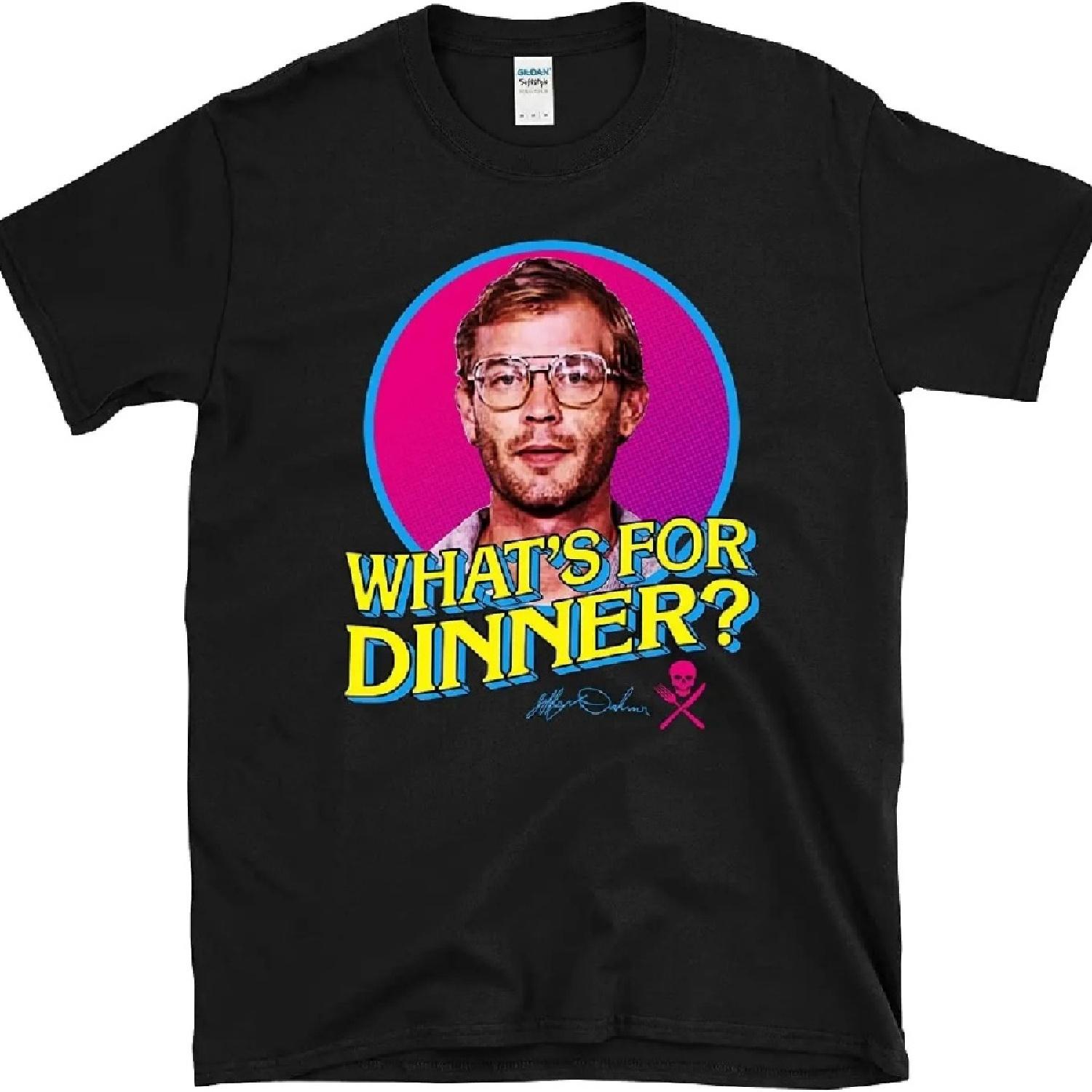 

Jeffrey Dahmer What s for Dinner Serial Killer Mugshot True Crime - T-Shirt (Medium, Black) XXXXXL чорний