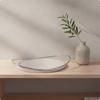 Oval Metal Tray Shallow Tabletop Open Handle Frame for Living Room Ss Wood