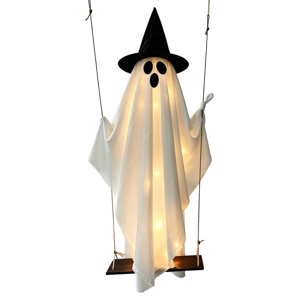 A Swing Halloween Decoration with String Lights - Outdoor Yard Decor for , House Party Prop