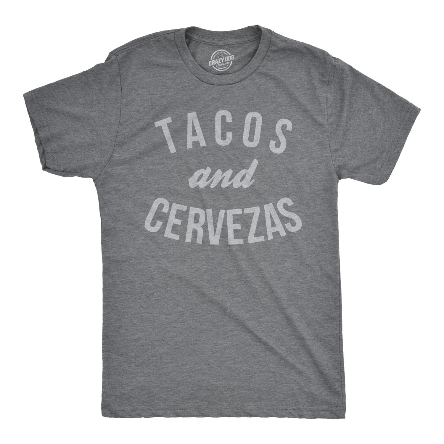 Mens Tacos and Cervezas Funny T shirt for Vacation Sarcastic Humor Graphic Top S