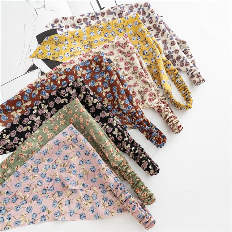 New Floral-patterned Square Scarf Elastic Hair Band Head Wrap Triangular Scarf Hair Accessory