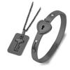 Set di Braccialetti con Lucchetto d'Amore Chiave per Coppia Creativa Transfrontaliera in Acciaio al Titanio