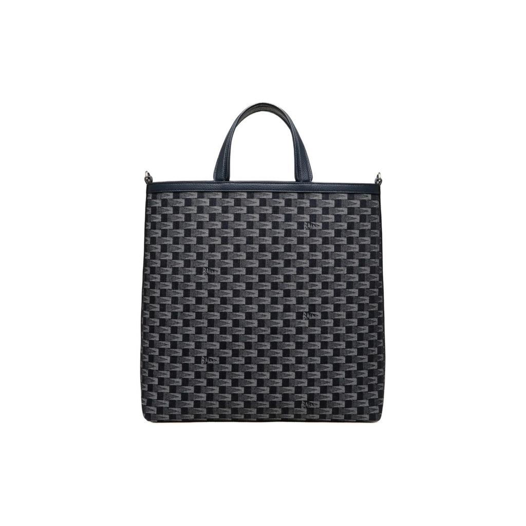 Bally Pennant Palladium Tone Hardware Cotton Denim Shoulder Crossbody Tote Bag Men Bags Blue 6306636